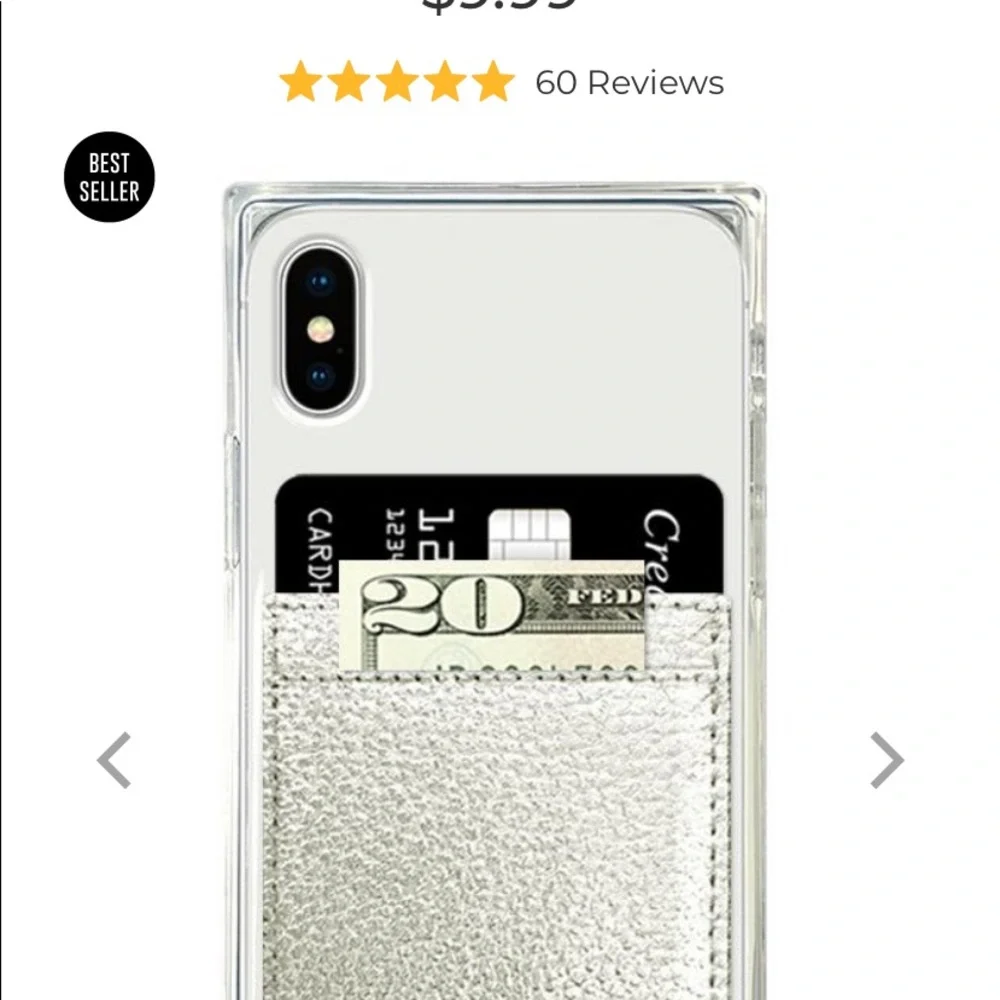 FREEEE!!!   IDecoz Silver metallic leather like  phone pocket